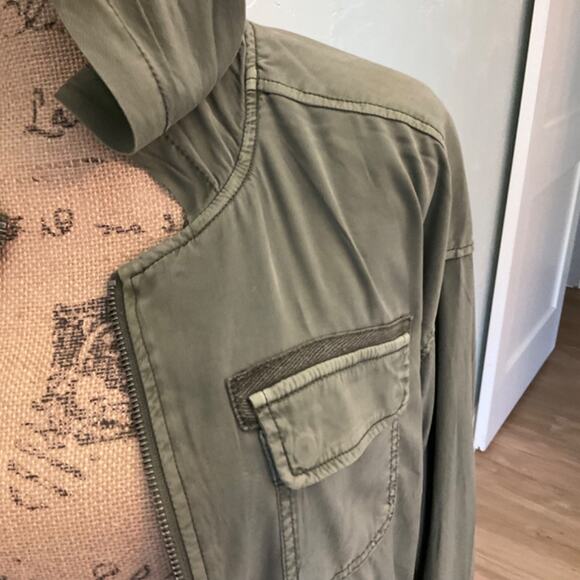 Anthropologie cargo jacket Marrakech olive green military army utility zip hood - Picture 3 of 11